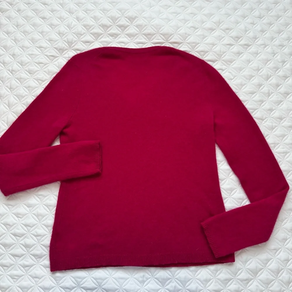Adrienne Vittadini 100% Cashmere V-Neck Long Sleeve Pullover Sweater Pink Size L